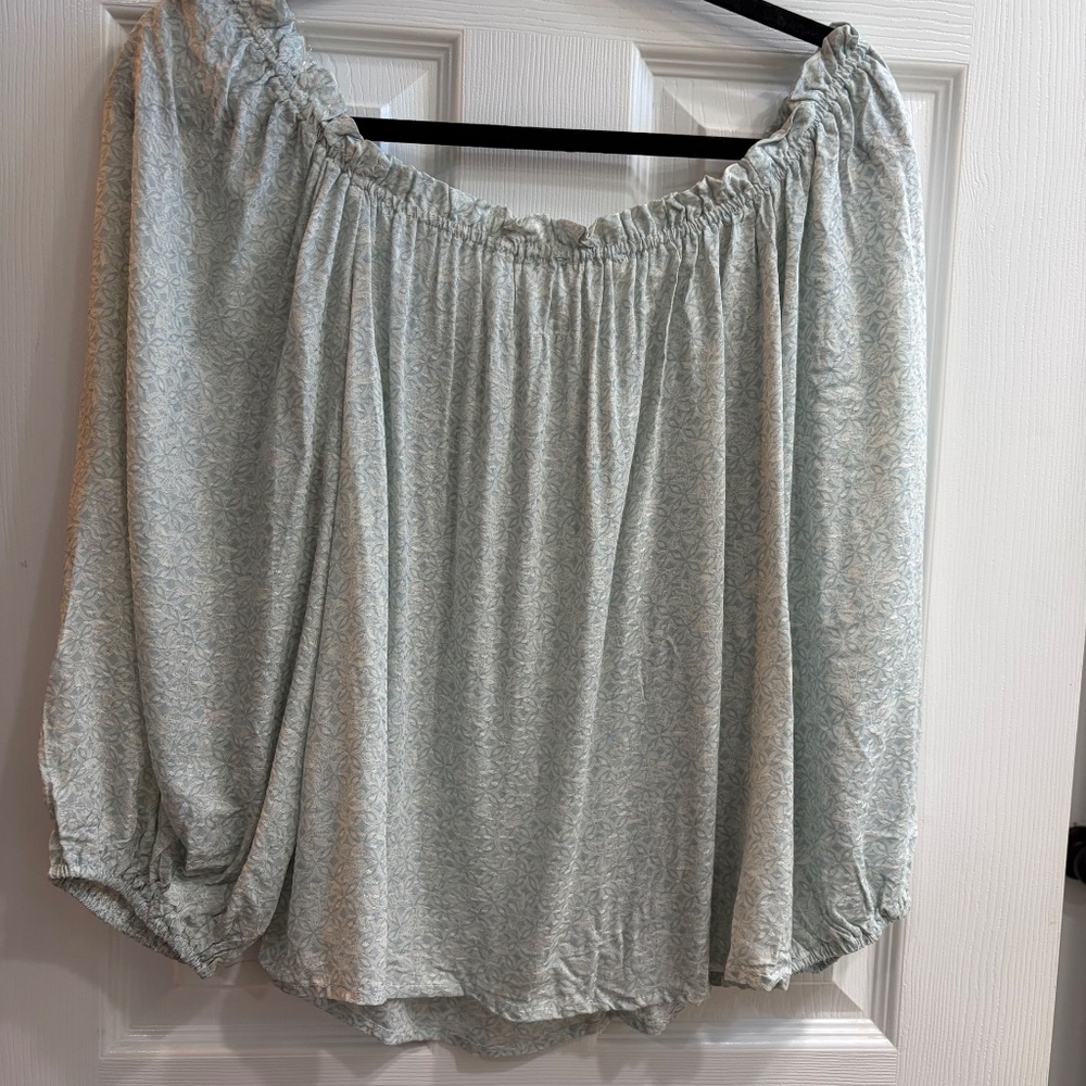 New Millibon Off the Shoulder Textured Top Shirt Blouse Relaxed Fit Boho💕 - Picture 5 of 5
